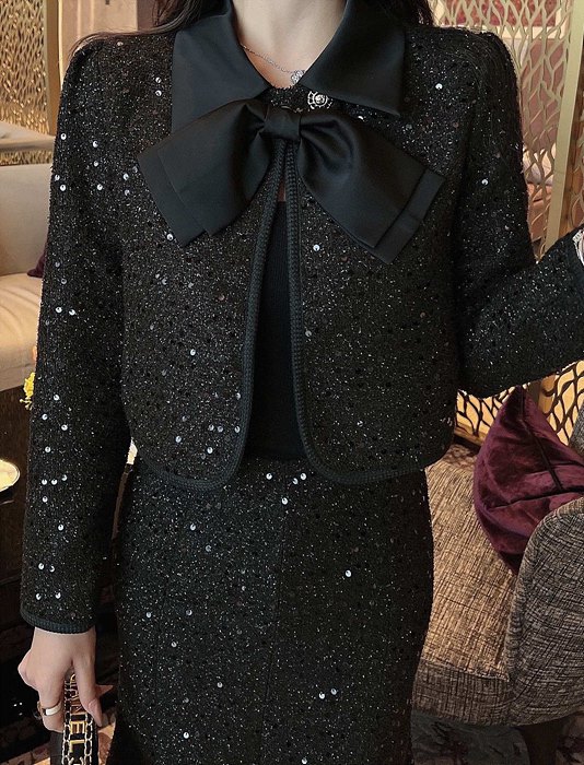 샤넬 스팽글 투피스