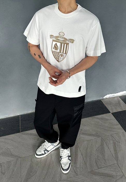 펜디 반팔 (남성용) (컬러 네이비, 화이트)