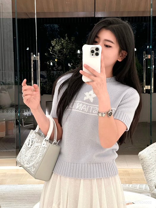 디올 캐시미어 울 니트 반팔