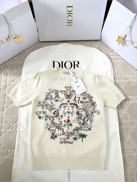 디올 자수 반팔 니트티