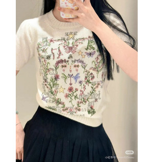 디올 자수 반팔 니트티