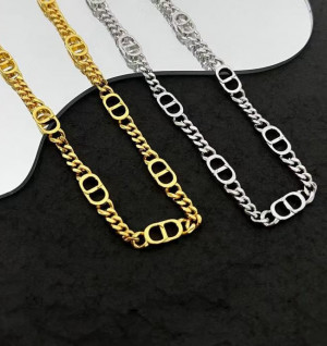 디올 남성 목걸이 CD Icon 슬림 체인 링크 목걸이 (컬러 옐로우골드)