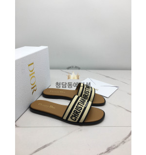 디올 뮬 디웨이 코튼 라피아 슬리퍼