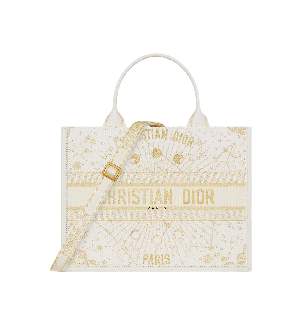디올 라떼 자수 & 골드 톤 ASTRAL 모티브 북토백 미디움 