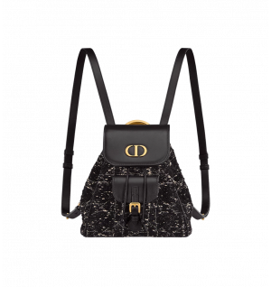 디올 카로 스몰 백팩 블랙 트위드 & 화이트 까나쥬 모티브