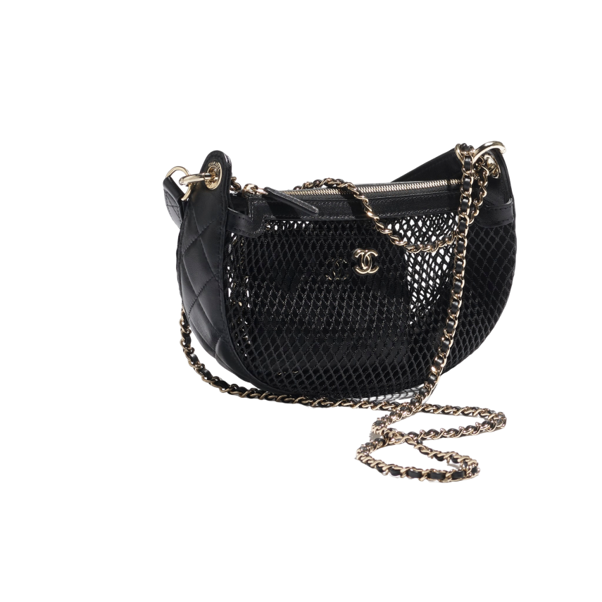 샤넬 25S 메시, 샤이니 램스킨 골드 톤 메탈 체인 미니백 AP4573