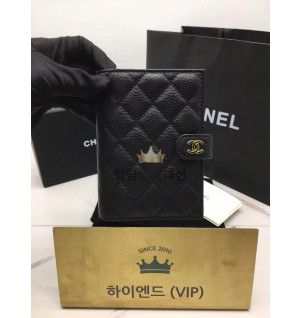 샤넬 클래식 블랙 캐비어 여권 카드 지갑 케이스 AP3791