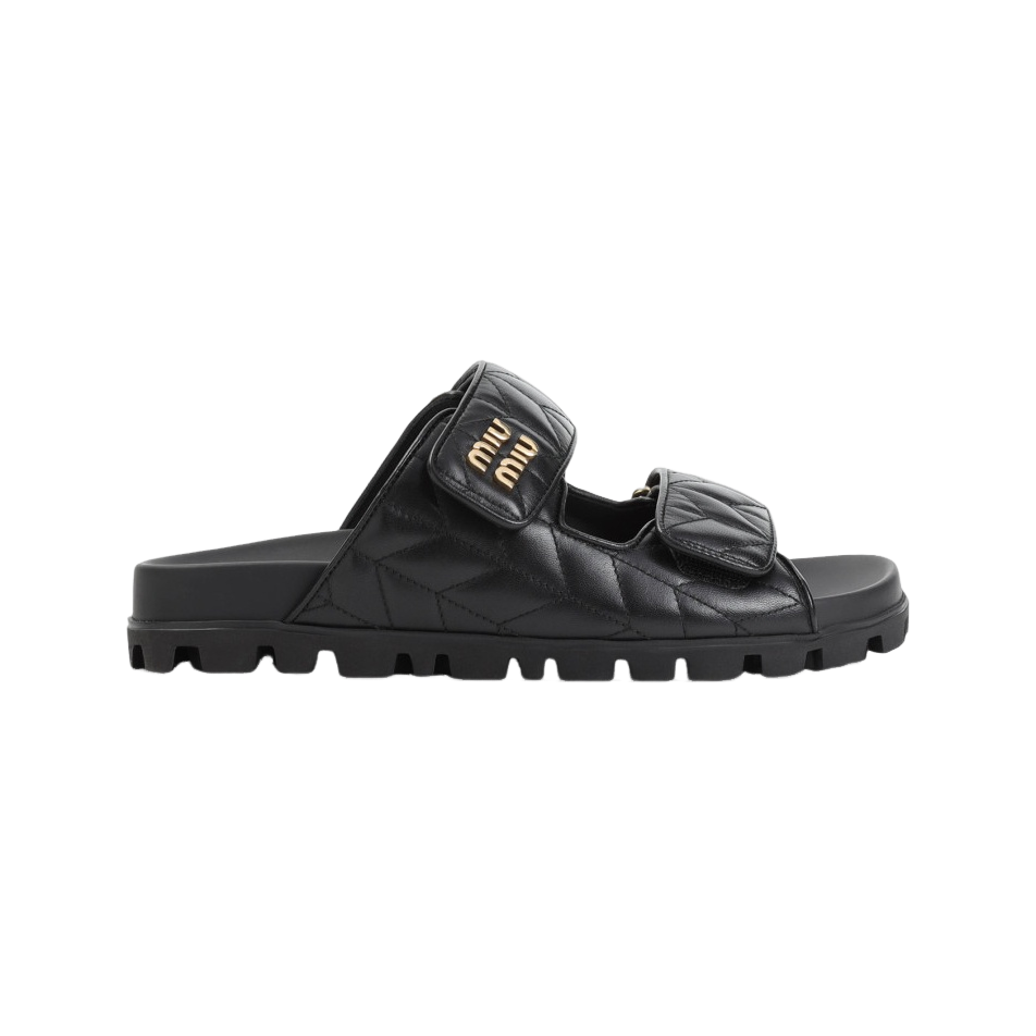 미우미우 나파 가죽 슬라이드 (컬러 블랙)
