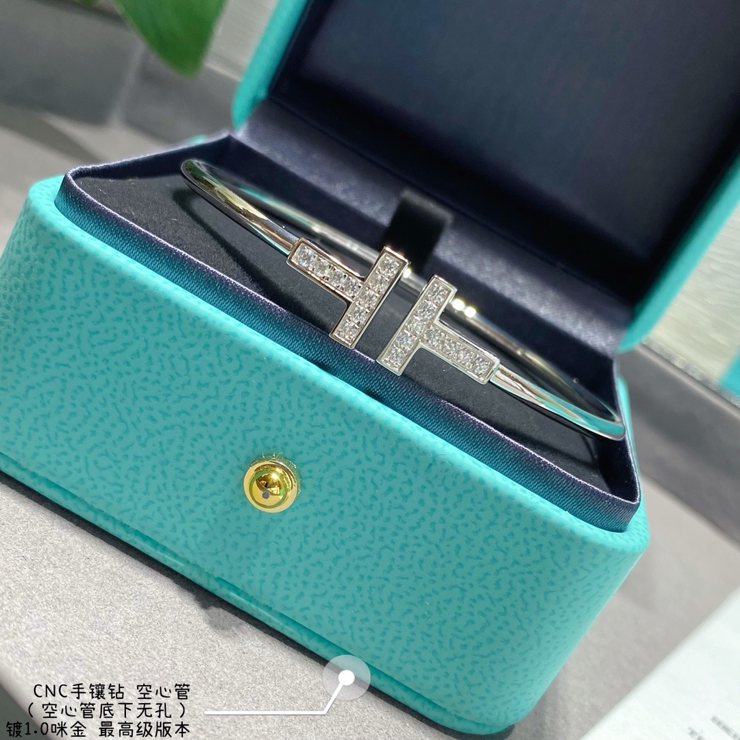 티파니 T와이어 팔찌 다이아 브레이슬릿 (컬러 화이트골드)