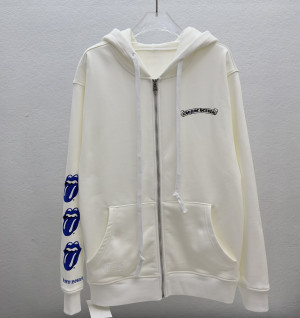 크롬하츠 롤링스톤즈 스크립트 블루 로고 후드집업 (남성용)