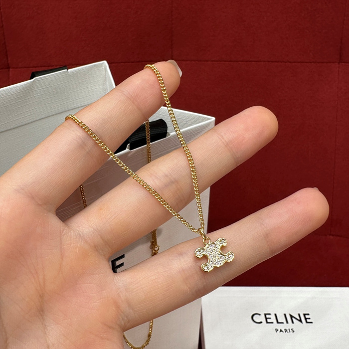 셀린느 트리오페 라인스톤 목걸이