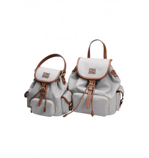 미우미우 엠보싱로고 캔버스 및 가죽 백팩 스몰, 미디움