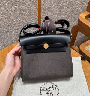 에르메스 미니 에르백 올수공 (컬러 다크 브론즈 / 누아) (금장)