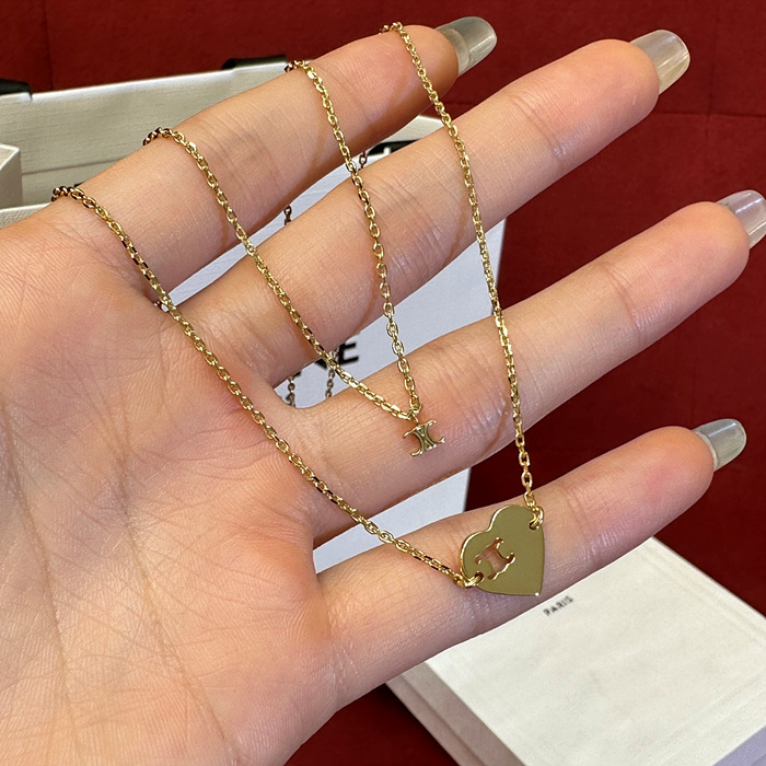 셀린느 트리오페 하트 락 목걸이