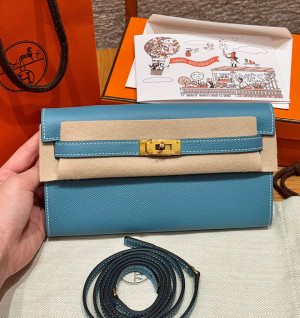 에르메스 켈리 투 고 미니백 앱송 (컬러 블루 진 금장)