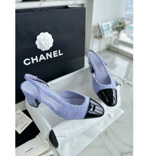 샤넬 트위드 슬링백 미들힐