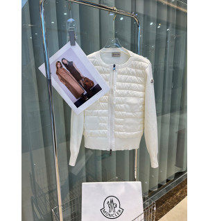 몽클레어 4포켓 패딩 니트 울 집업 가디건 (컬러 화이트, 블랙)