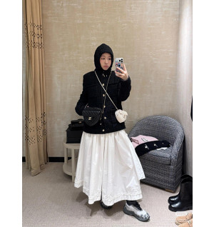 샤넬 블랙 트위드 후드 자켓