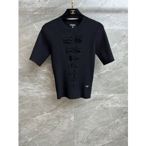 샤넬 니트 반팔 (컬러 블랙, 아이보리)