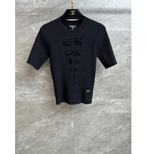 샤넬 니트 반팔 (컬러 블랙, 아이보리)