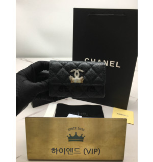 샤넬 25B CC 별 로고 캐비어 카드지갑 (컬러 블랙)