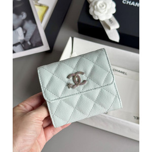 샤넬 25B CC 별 로고 캐비어 플랩 지갑 (컬러 스카이블루)