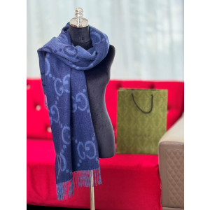 구찌 캐시미어 자카드 머플러 (컬러 네이비)