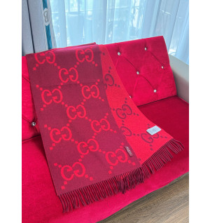 구찌 캐시미어 자카드 머플러 (컬러 레드)