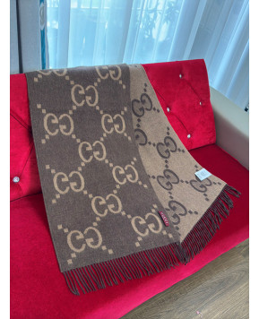 구찌 캐시미어 자카드 머플러 (컬러 브라운)