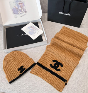 샤넬 CC 로고 니트 비니 & 머플러