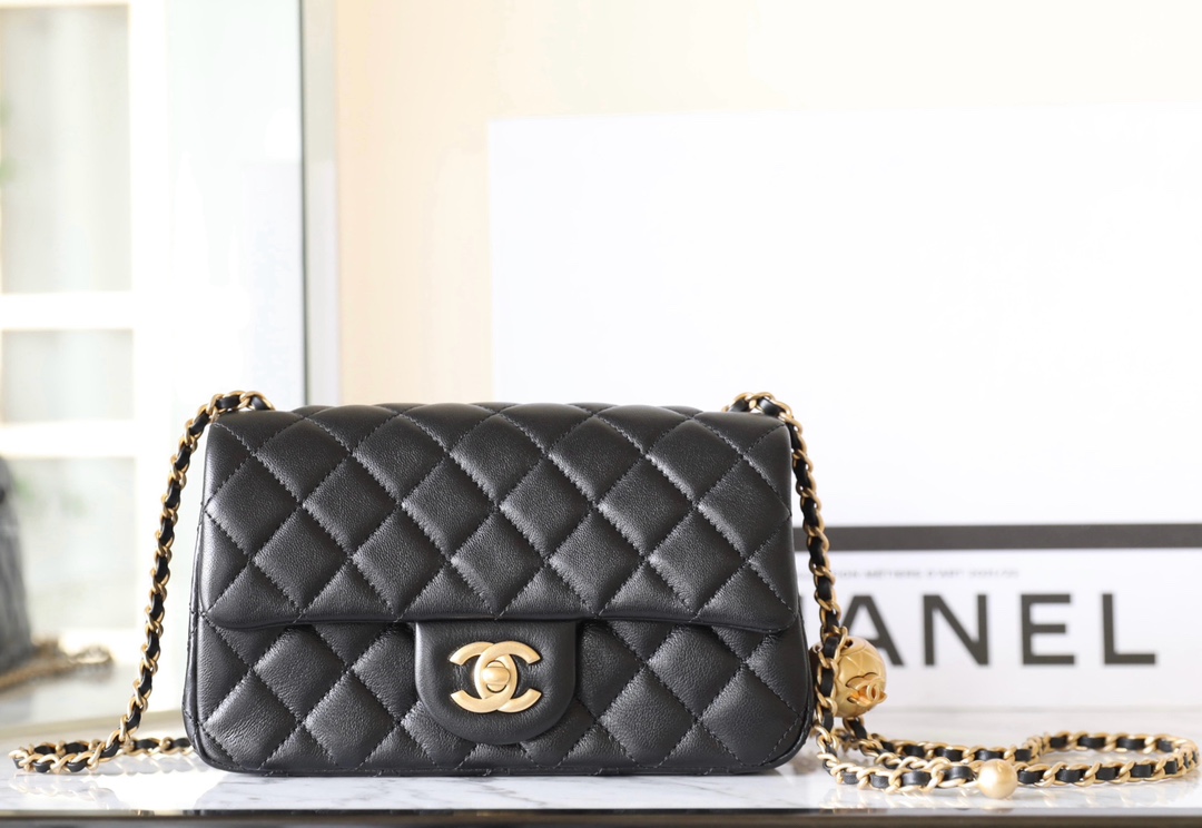 샤넬 25K 빈티지골드 골드볼 뉴미니 플랩백