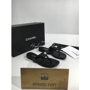 샤넬 CC로고 진주 리본 쪼리 샌들