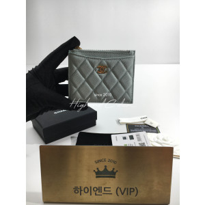 샤넬 클래식 캐비어 지퍼 카드홀더 (컬러 스카이블루)